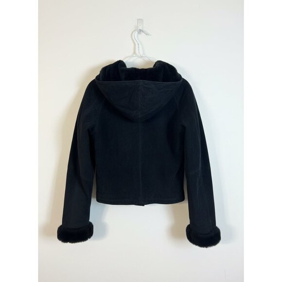 MAXIMA Leather Coat by Wilsons Leather Expert w/ Hooded - Picture 2 of 3